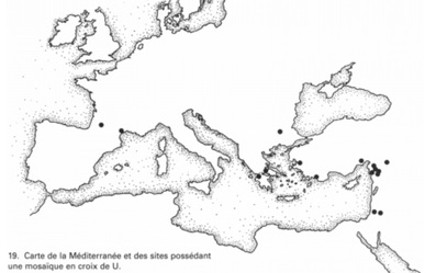 Carte de la répartition des mosaïques en croix de U